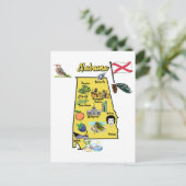 Postale Carte touristique de l'Alabama avec points de repè (Debout devant)