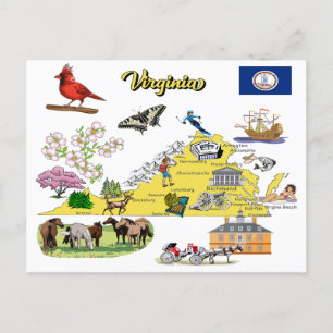 Postale Carte touristique de l'État de Virginie