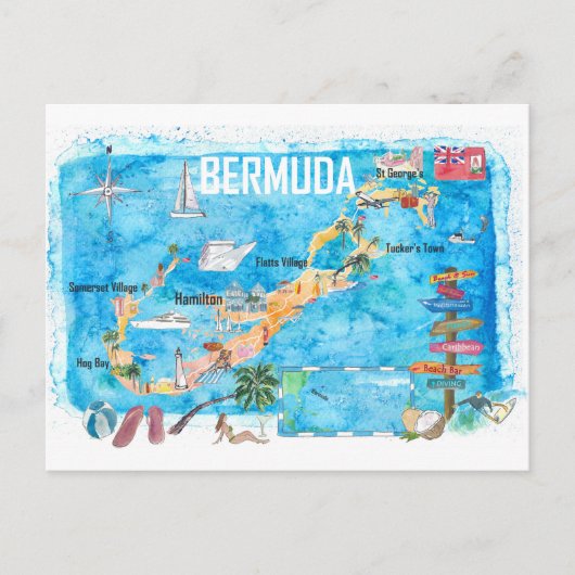 Postale Carte touristique préférée de l'île des Bermudes (Devant)