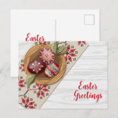 Postale Carte traditionnelle de voeux de Pâques folkloriqu (Devant / Derrière)