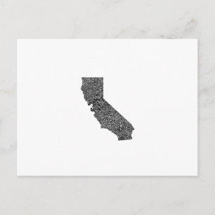 Postale Carte typographique de Californie