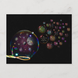 Postale Carte Univers Bubble avec Rumi dicton S'émerveille