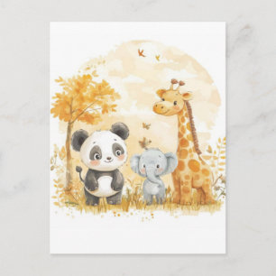 Postale Carte vectorielle de dessin animé d'animaux de saf