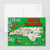 Postale Carte verte de Caroline du Nord (Devant / Derrière)