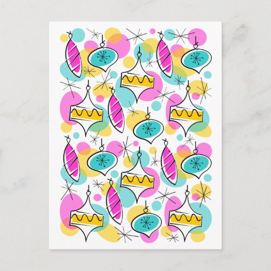 Postale Carte verticale Retro Tree Baubles Multi (Devant)