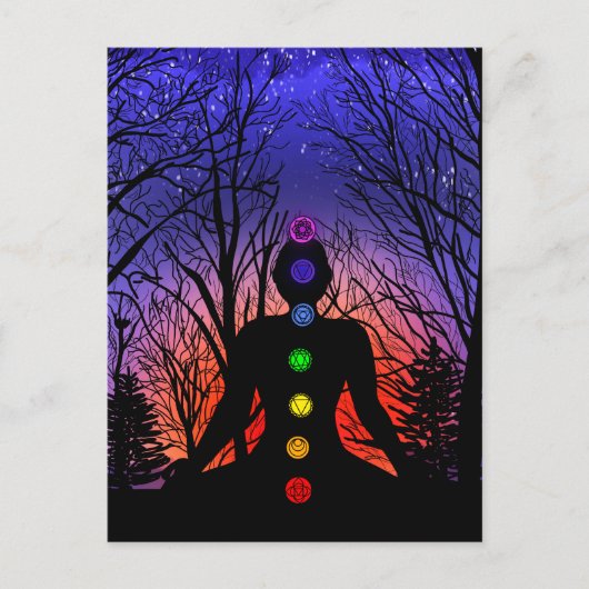 Postale Carte vide | Méditation Yoga au coucher du soleil (Devant)