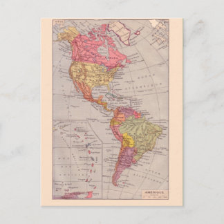 Postale Carte vintage, 1920, Amérique, nord et sud