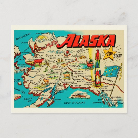 Postale Carte vintage amusante de l'Alaska (Devant)