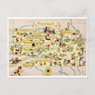 Postale Carte Vintage amusante du Kansas