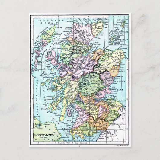 Postale Carte vintage Atlas - Ecosse (Devant)