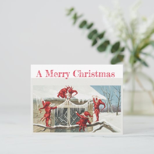 Postale Carte vintage avec gnomes (Debout devant)