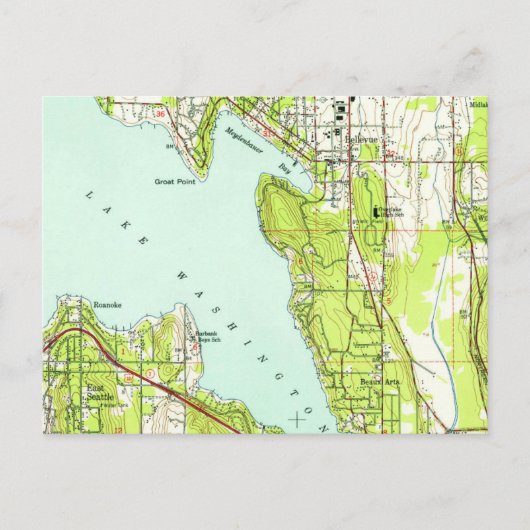 Postale Carte Vintage Bellevue Washington (Devant)