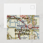 Postale Carte Vintage Bozeman MT (Devant / Derrière)