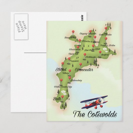 Postale Carte Vintage Cotswolds (Devant / Derrière)