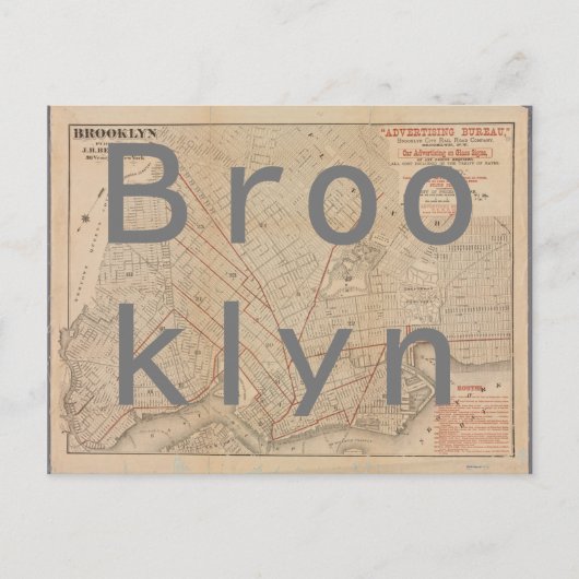Postale Carte vintage de Brooklyn (Devant)