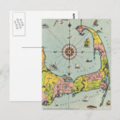 Postale Carte vintage de Cape Cod (Devant / Derrière)