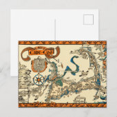 Postale Carte vintage de Cape Cod (Devant / Derrière)