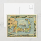 Postale Carte vintage de Cape Cod, Massachusetts (Devant / Derrière)