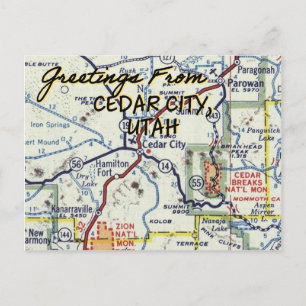 Postale Carte Vintage de Cedar City UT