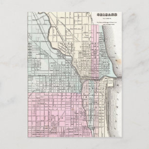 Postale Carte vintage de Chicago et St. Louis (1855)