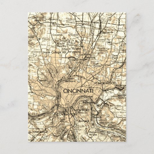 Postale Carte Vintage de Cincinnati Ohio (Devant)