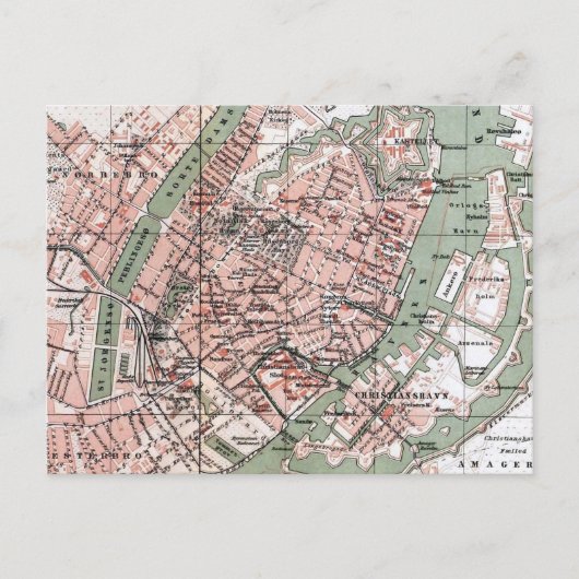 Postale Carte vintage de Copenhague Danemark (1888) (Devant)