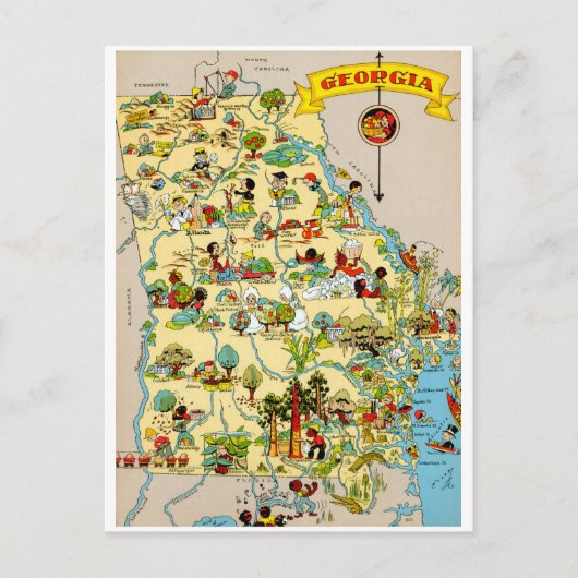 Postale Carte Vintage de Géorgie (Devant)
