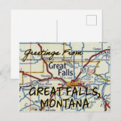Postale Carte Vintage de Great Falls MT (Devant / Derrière)
