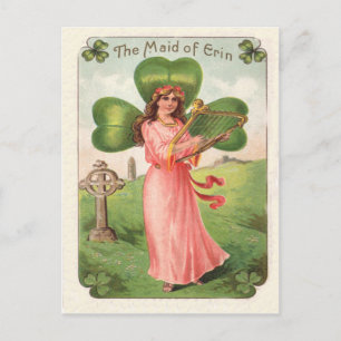 Postale Carte vintage de la Fête de la Saint-Patrick Maid