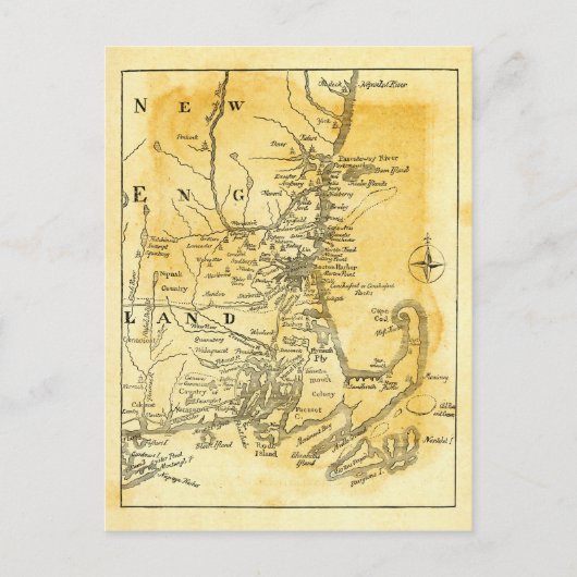 Postale Carte vintage de la Nouvelle-Angleterre (Devant)