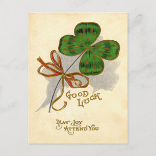 Postale Carte vintage de la Saint-Patrick à quatre feuille