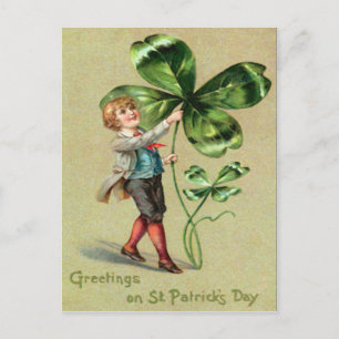 Postale Carte vintage de la Saint-Patrick avec un trèfle à