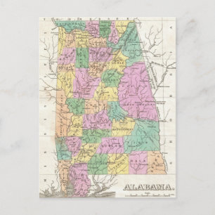 Postale Carte vintage de l'Alabama (1827)