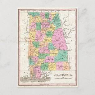 Postale Carte vintage de l'Alabama (1827)