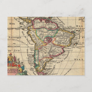 Postale Carte vintage de l'Amérique du Sud (1747)