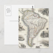 Postale Carte vintage de l'Amérique du Sud (1850) (Devant / Derrière)