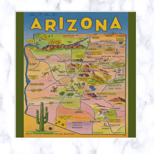 Postale Carte vintage de l'Arizona et cactus