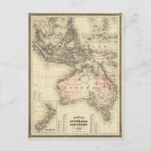 Postale Carte Vintage de l'Australie et des Indes oriental