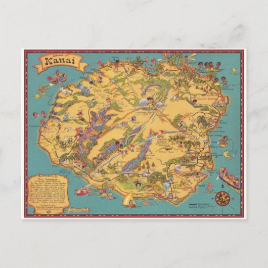 Postale Carte vintage de l'île de Kauai (Devant)