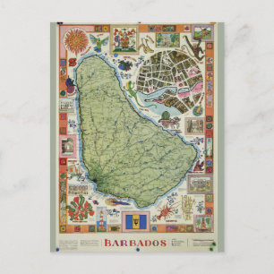 Postale Carte vintage de l'île de la Barbade