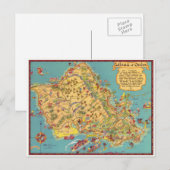 Postale Carte vintage de l'île d'Oahu (Devant / Derrière)