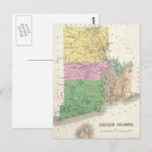 Postale Carte vintage de l'île Rhode (1827) (Devant / Derrière)