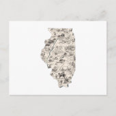 Postale Carte Vintage de l'Illinois Antique State Chart (Devant)