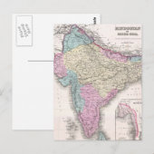 Postale Carte vintage de l'Inde (1855) (Devant / Derrière)