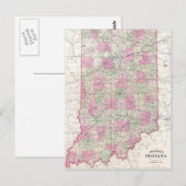 Postale Carte vintage de l'Indiana (1864) (Devant / Derrière)