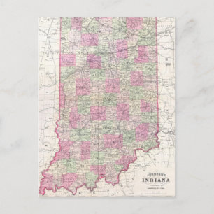 Postale Carte vintage de l'Indiana (1864)