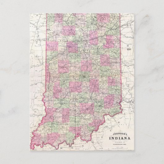 Postale Carte vintage de l'Indiana (1864) (Devant)