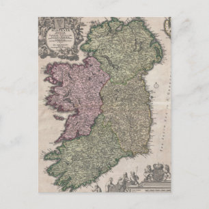 Postale Carte vintage de l'Irlande (1716)