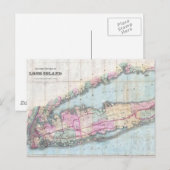 Postale Carte vintage de Long Island (1880) (Devant / Derrière)