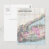 Postale Carte vintage de Long Island (1880) (Devant / Derrière)